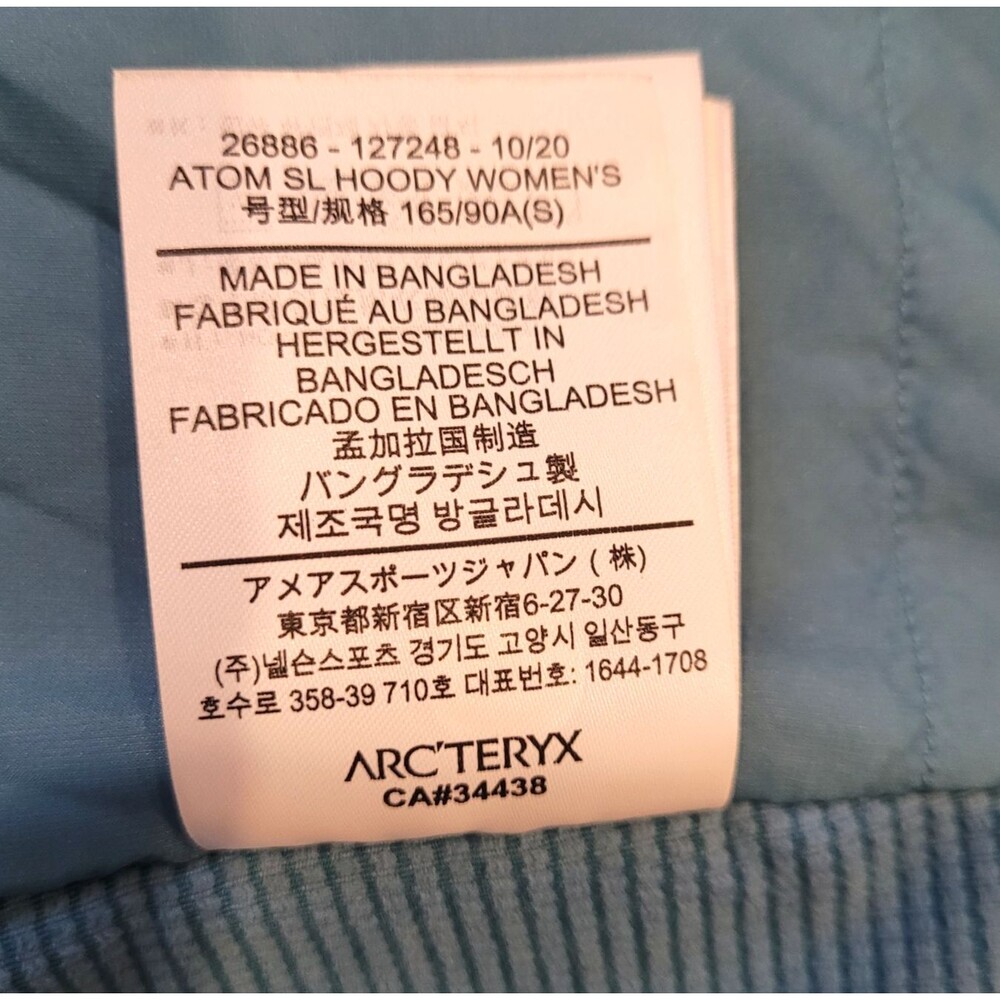 Arc'teryx Atom SL Hoody Jacket Womens S Blue Lightweight Outdoor Hiking Gorpcore - Picture 11 of 13